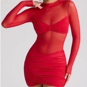 Oh Polly Red Sheer Dress
